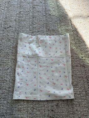 Djerf Avenue Cream Mini Skirt with Pink & Blue Butterfly Print